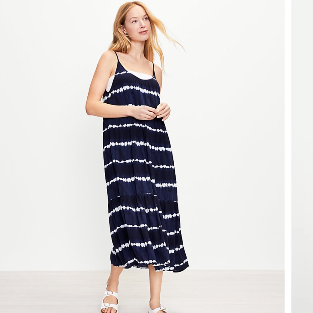 Loft Tie Dye Tiered Dress, Size Medium